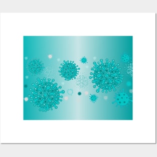 Green turquoise corona virus infection vector Posters and Art